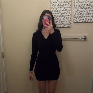 Papaya Black Long Sleeve Dress